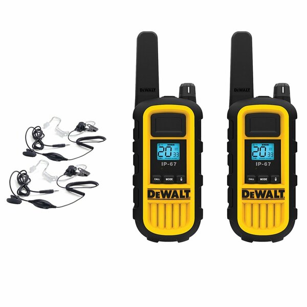 Dewalt Heavy-Duty 2-Watt FRS Walkie-Talkies with Headsets, Yellow and Black, Business Bundle 2 Pack,  1DXFRS800-SV1